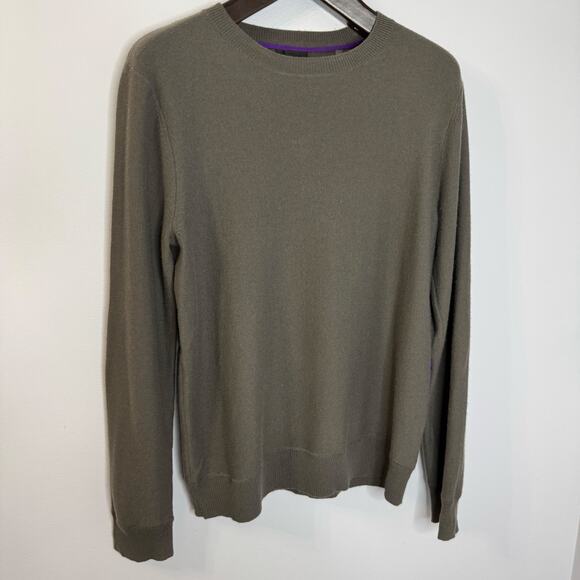 ATM Mercerized Wool Cashmere Sweater Men Elbow Patch Grey Preppy Sz M - Picture 5 of 12